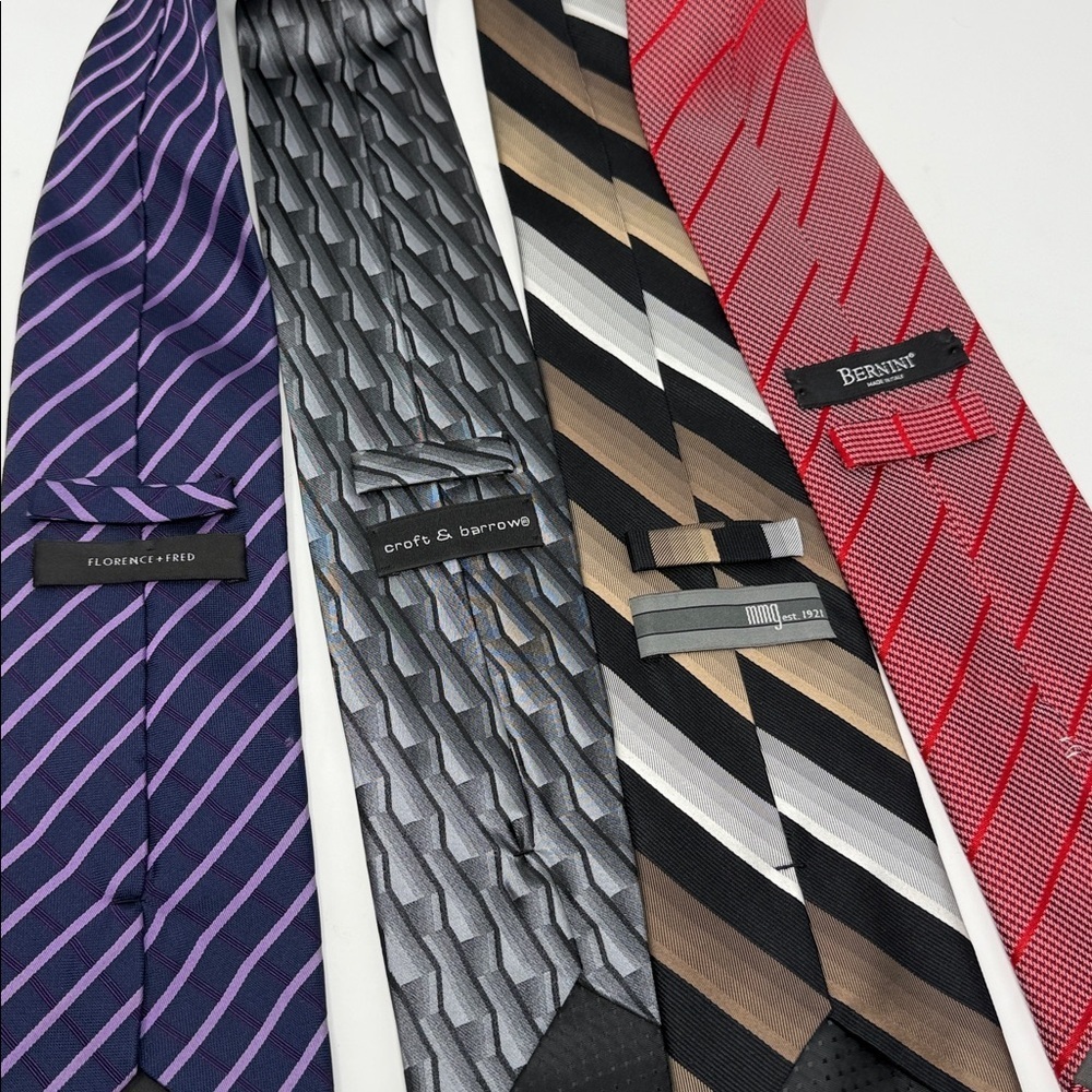 Vintage Stylish Men's Neck Ties Set of 4 Various Patterns - Picture 3 of 12